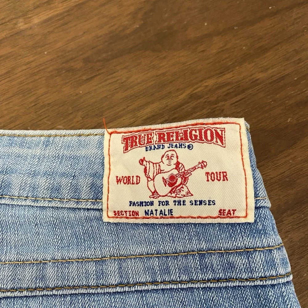 True Religion Men's 31 Blue Denim Shorts Regular Fit Light Wash 5-Pocket Natalie